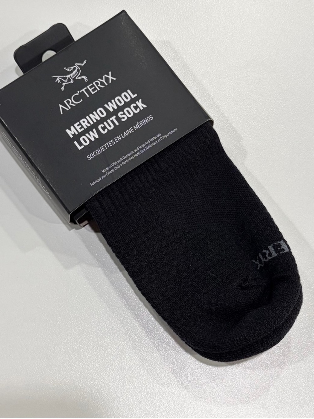 Arc’teryx Adult Large Merino Wool Low Cut Sock Black NWT Target Cushion